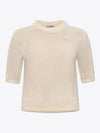 Embroidered Logo Knit Top Ivory - GANNI - BALAAN 2