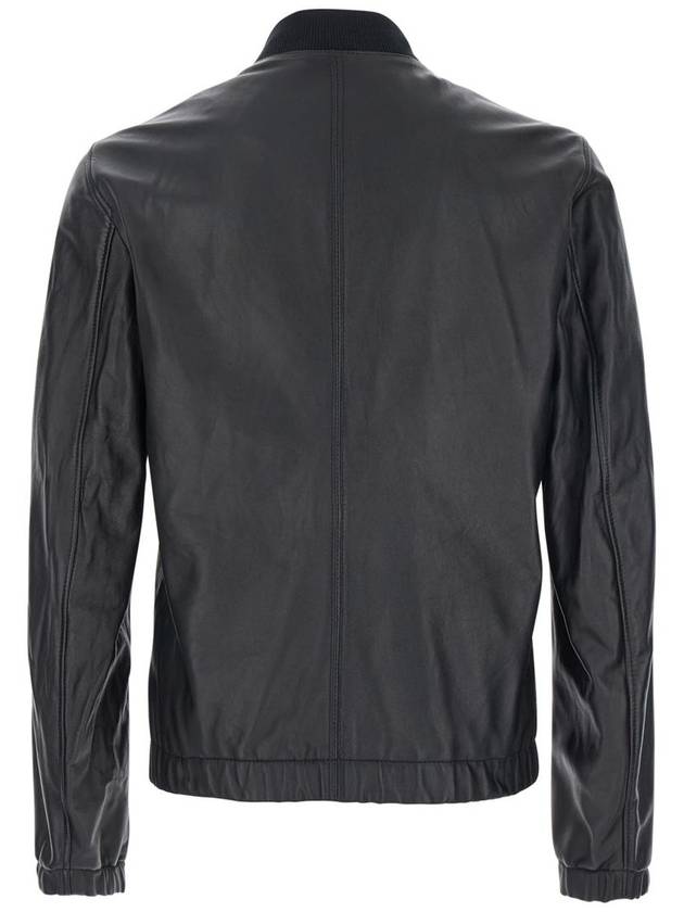 Men's Brand Tag Leather Jacket Black - DOLCE&GABBANA - BALAAN 3