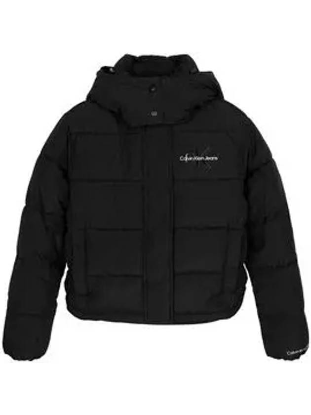 Black monologo puffer hood padded jacket J20J221377 BEH - CALVIN KLEIN - BALAAN 5