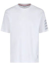 4-Bar Striped Cotton Short Sleeve T-Shirt White - THOM BROWNE - BALAAN 2