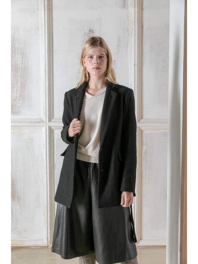 Women's Wool Belted Jacket Black - PRETONE - BALAAN 3