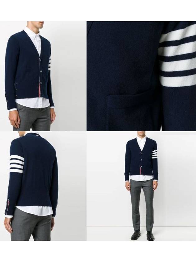 Men's Diagonal Classic Cashmere Cardigan Navy - THOM BROWNE - BALAAN 8