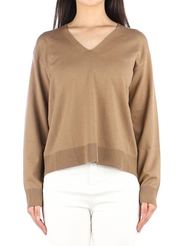 Alghero V Neck Knit Top Brown - MAX MARA - BALAAN 2