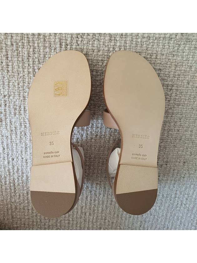 Santorini Calfskin Sandals Beige Nude - HERMES - BALAAN.