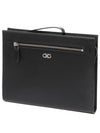 Men's Gancini Logo Leather Clutch Bag Black - SALVATORE FERRAGAMO - BALAAN 3