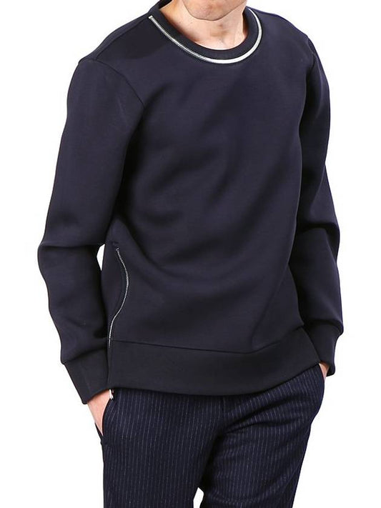 Zipper Round Neoprene Sweatshirt Navy - NEIL BARRETT - BALAAN 1
