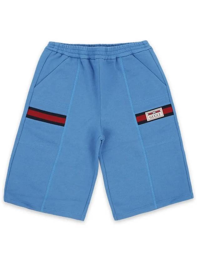 Kids Logo Label Shorts Blue - GUCCI - BALAAN 4