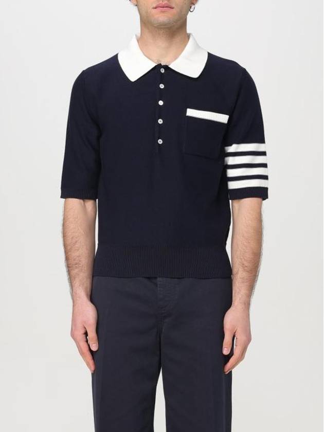 Cotton 4-Bar Relaxed Fit Hector Polo Shirt Navy - THOM BROWNE - BALAAN 2