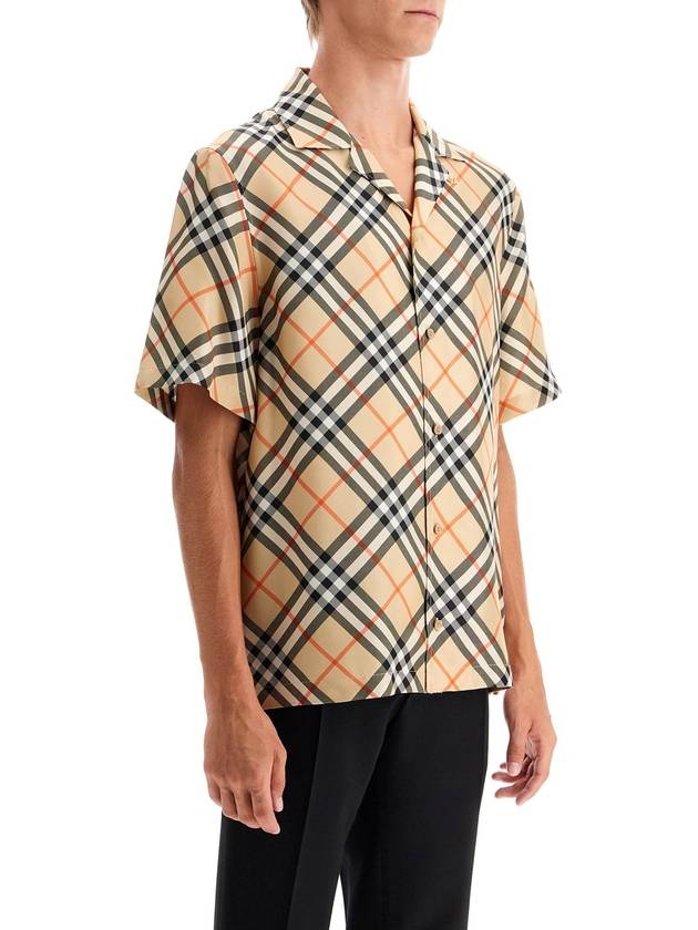 Check Oversized Silk Short Sleeve Shirt Sand - BURBERRY - BALAAN 3