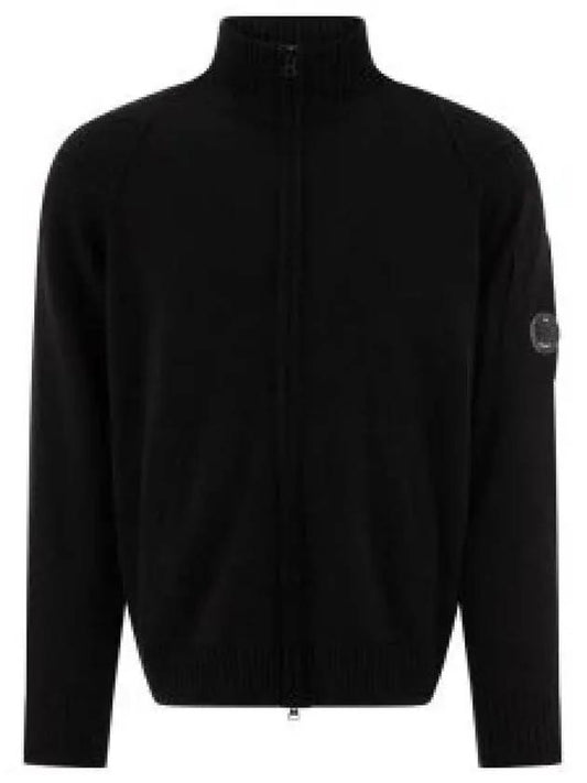 Lambswool GRS Zipped Cardigan Black - CP COMPANY - BALAAN 2