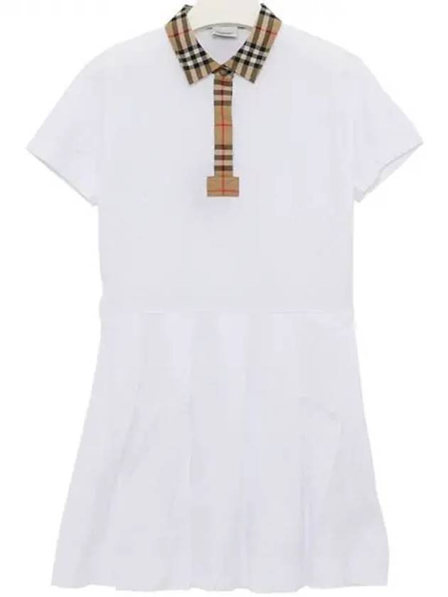 Kids Collar Check Polo Dress White - BURBERRY - BALAAN 2