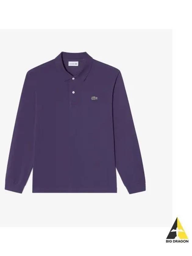 Men s French Regular Fit Long Sleeve Basic Polo Deep Purple - LACOSTE - BALAAN 1