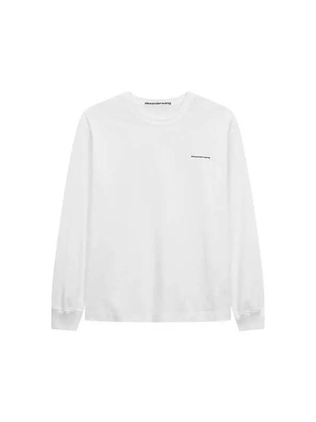 UNISEX Mini Logo Long Sleeve T Shirt White - ALEXANDER WANG - BALAAN 1