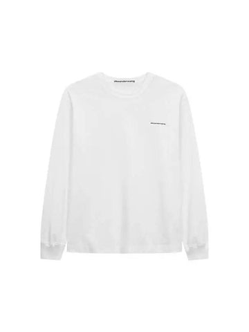 UNISEX Mini Logo Long Sleeve T Shirt White - ALEXANDER WANG - BALAAN 1