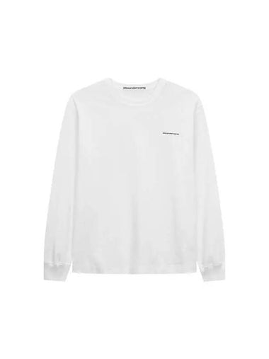 UNISEX Mini Logo Long Sleeve T Shirt White - ALEXANDER WANG - BALAAN 1