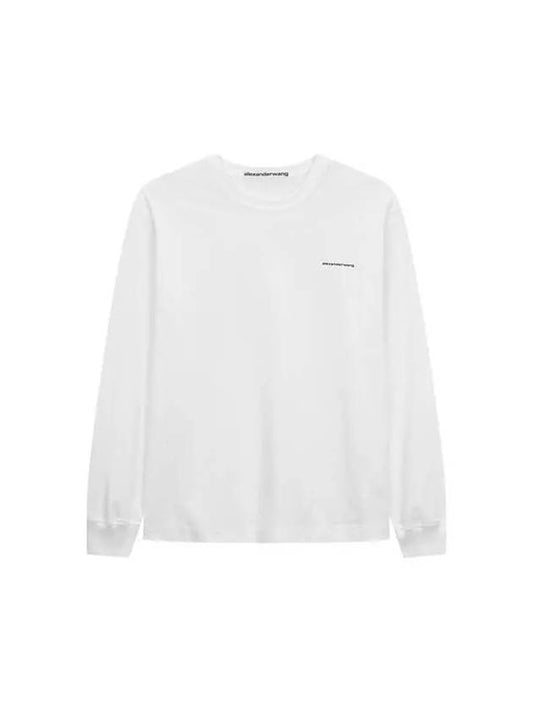 UNISEX Mini Logo Long Sleeve T Shirt White - ALEXANDER WANG - BALAAN 1