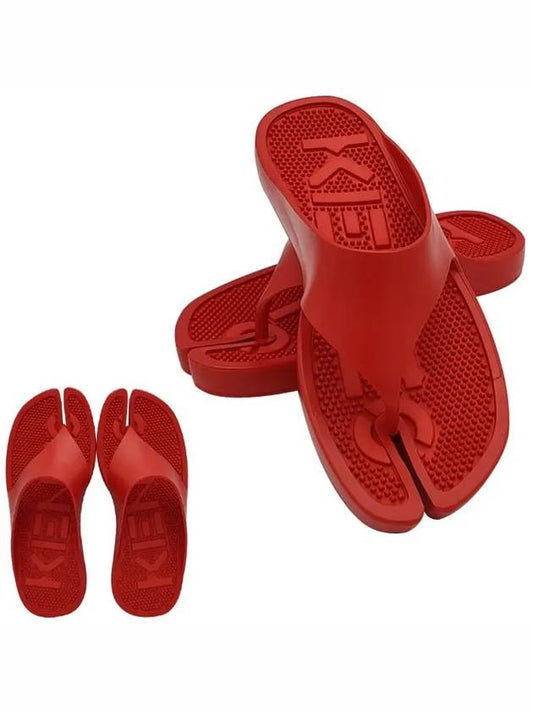 logo print rubber flip flops red - KENZO - BALAAN.