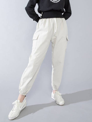 Women s Nylon Bonding Light Gray Cargo Banding Pants DO1242PT14 1 - DOYOUKNOWMC GOLF WEAR - BALAAN 1