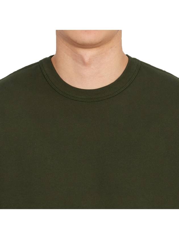 Brushed Cotton Fleece Garment Dyed Crewneck Sweatshirt Olive Green - STONE ISLAND - BALAAN 7