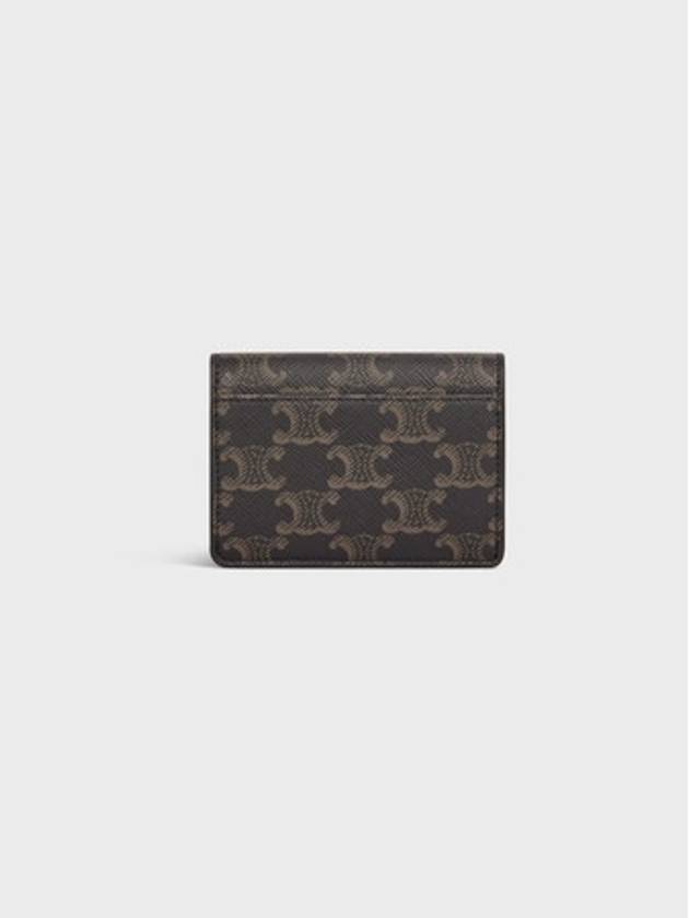 Triomphe Canvas Flap Card Holder Tan Brown - CELINE - BALAAN 5