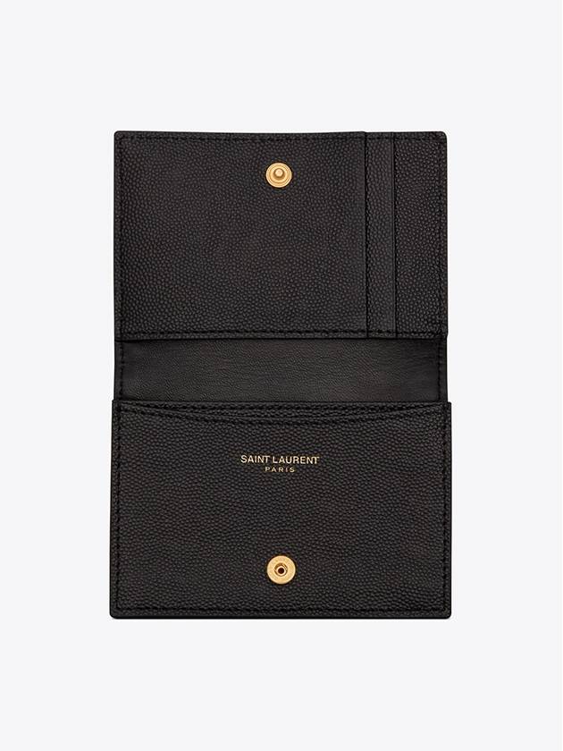 Monogram Caviar Embossed Business Card Wallet Black - SAINT LAURENT - BALAAN 6