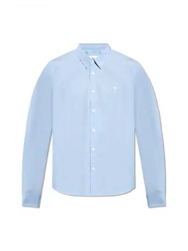 De Coeur Embroidery Cotton Long Sleeve Shirt Blue - AMI - BALAAN 2