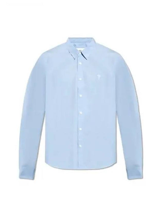 De Coeur Embroidery Cotton Long Sleeve Shirt Blue - AMI - BALAAN 2