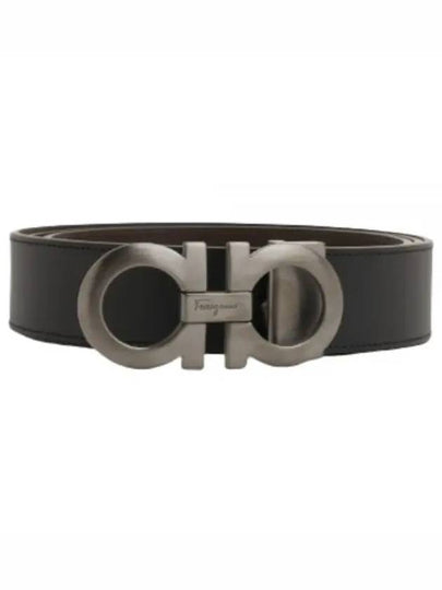 Gancini Reversible Adjustable Leather Belt Black Dark Brown - SALVATORE FERRAGAMO - BALAAN 2