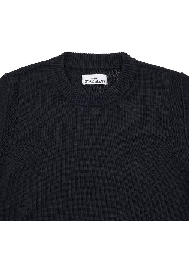 Wappen Patch Crew Neck Wool Knit Top Black - STONE ISLAND - BALAAN 4