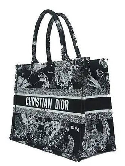 M1296ZRHZ M911 Black White Zodiac Embroidery Medium Book Tote Bag - DIOR - BALAAN 2