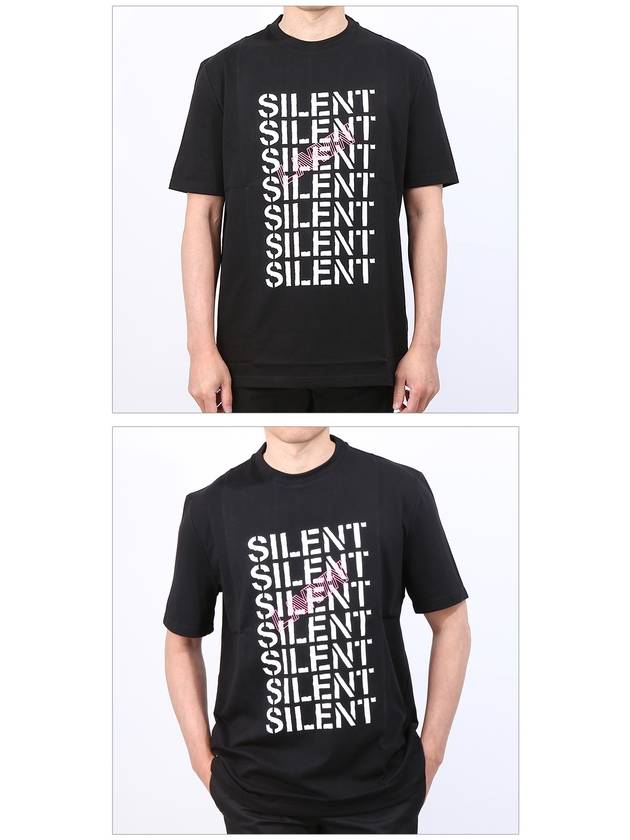 Silent Print Short Sleeve T-Shirt Black - LANVIN - BALAAN 3