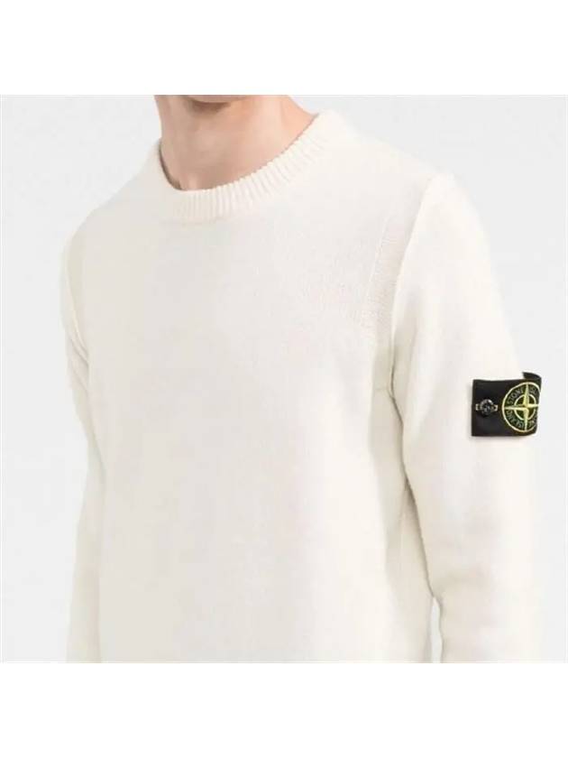 Wappen Patch Crew Neck Wool Knit Top White - STONE ISLAND - BALAAN 5