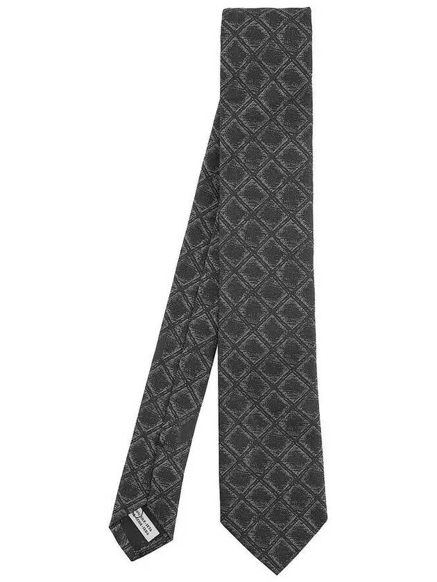 Jacquard Check Print Tie Black - SALVATORE FERRAGAMO - BALAAN 4