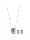 Millenia Octagon Cut Earrings Necklace Set Pink - SWAROVSKI - BALAAN 3