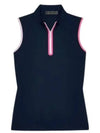 Mock Neck Tech Nylon Zip Polo Sleeveless Navy - G/FORE - BALAAN 2