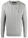 Embroidery Logo Cable Knit Top Grey - POLO RALPH LAUREN - BALAAN 2