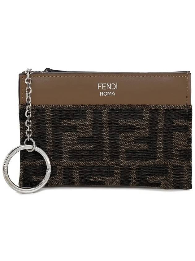 FF Motif Zipper Case Key Holder Brown - FENDI - BALAAN 1