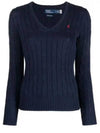 Women's Embroidered Logo Knit Top Navy - POLO RALPH LAUREN - BALAAN 2