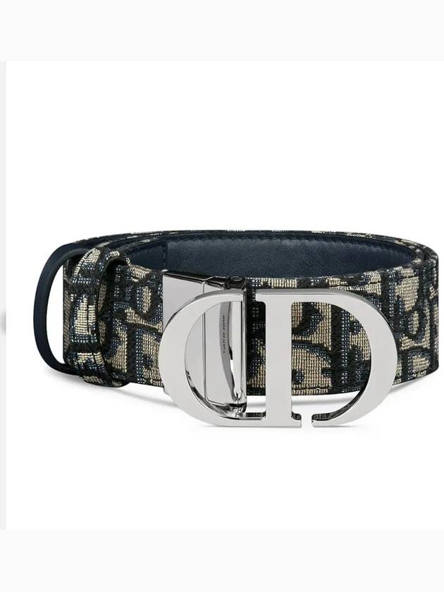 Oblique Jacquard 30 Montaine Reversible Smooth Calfskin Belt Blue - DIOR - BALAAN 5