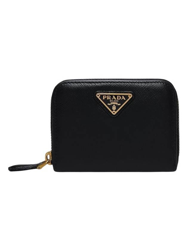 1MM268 Black Saffiano Gold Logo Card Wallet - PRADA - BALAAN 1