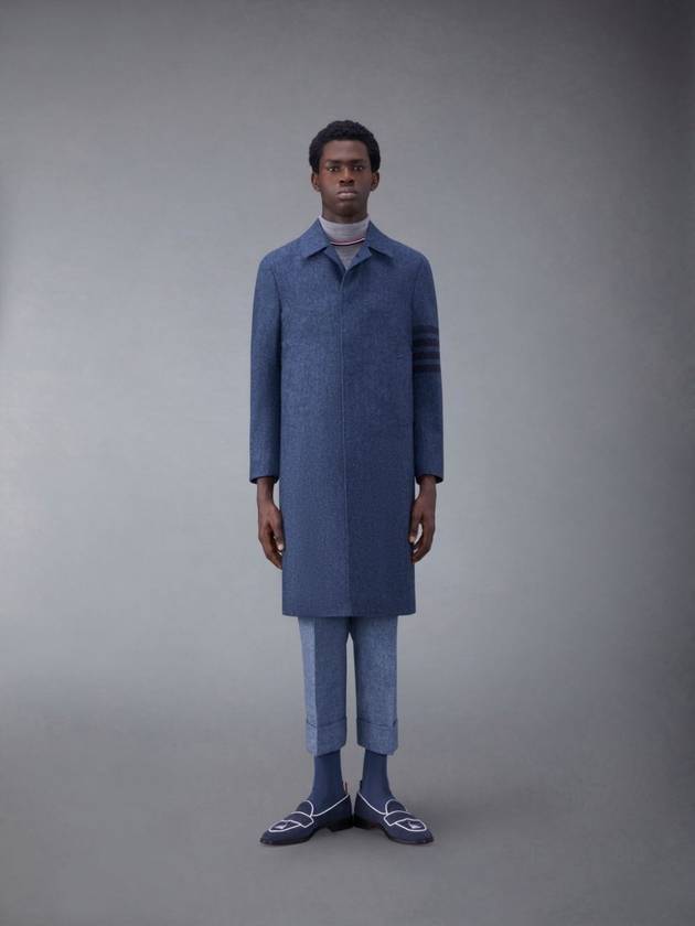 Men's Donegal Tweed 4 Bar Wool Single Coat Blue - THOM BROWNE - BALAAN 10