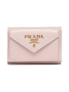 Saffiano Metal Logo Tri-Fold Half Wallet Pink - PRADA - BALAAN 2