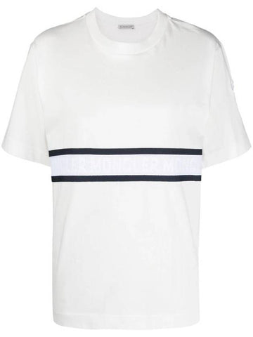 Logo Striped Short Sleeve T-Shirt White - MONCLER - BALAAN 1