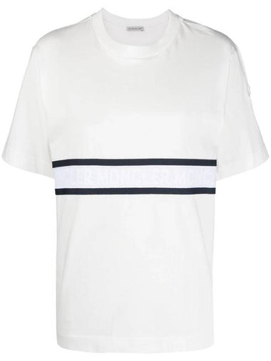 Logo Striped Short Sleeve T-Shirt White - MONCLER - BALAAN 1