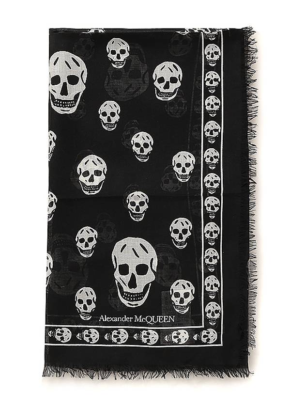 Skull Print Scarf Black - ALEXANDER MCQUEEN - BALAAN 3