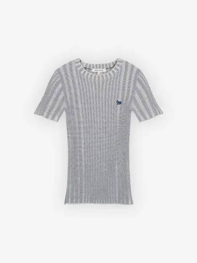 Baby Fox Patch Cropped Rib Knit Top Grey - MAISON KITSUNE - BALAAN 2