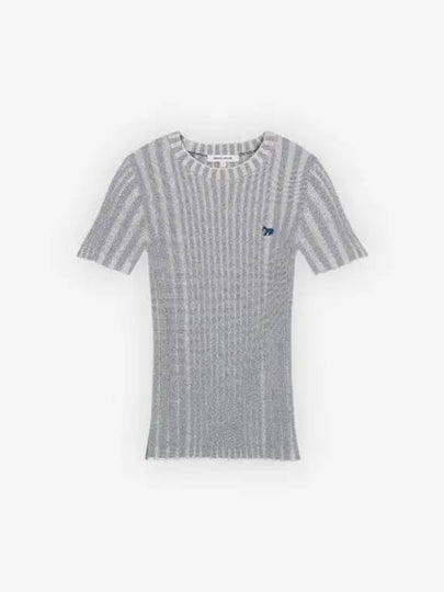 Baby Fox Patch Cropped Rib Knit Top Grey - MAISON KITSUNE - BALAAN 2