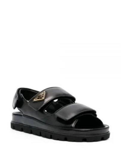 Flat Nappa Leather Sandals Black - PRADA - BALAAN 2