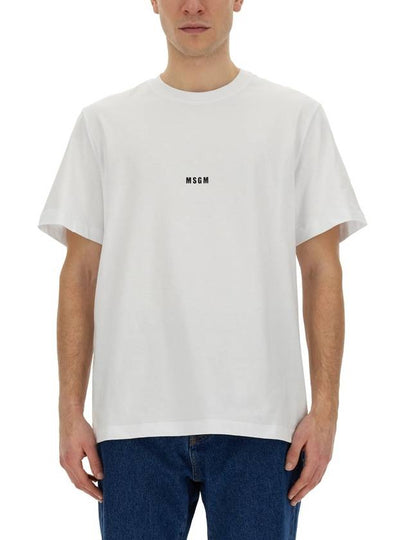 Micro Logo Print Short Sleeve T-Shirt White - MSGM - BALAAN 2