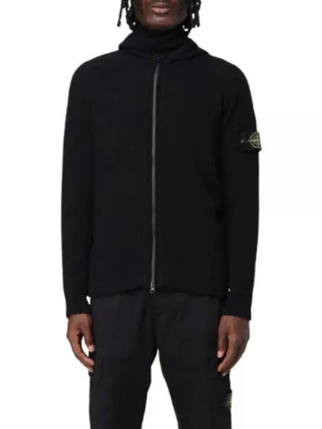 Wool Hooded Jacket Black - STONE ISLAND - BALAAN 2